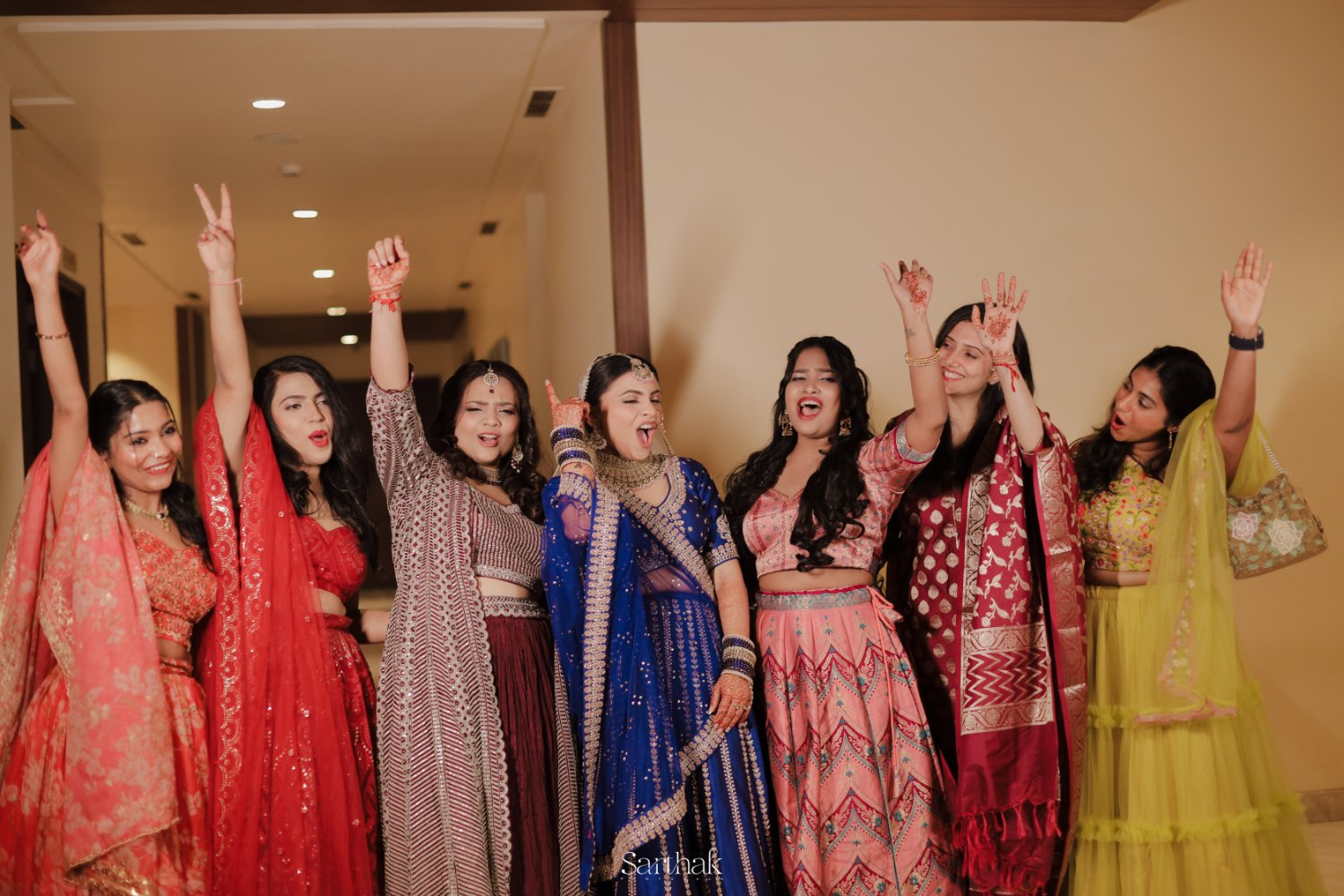 Bridesmaids cheering